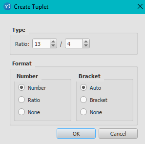 Create Tuplet dialog