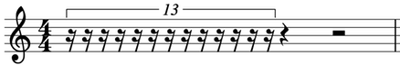 Thirteen-tuplet in the space of one quarter, or four sixteenths