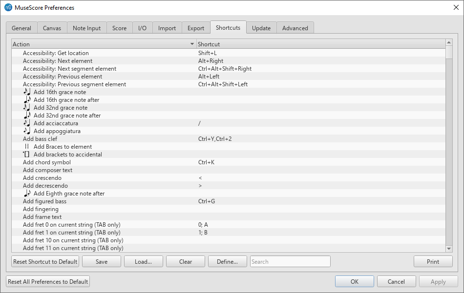 Shortcuts Preferences