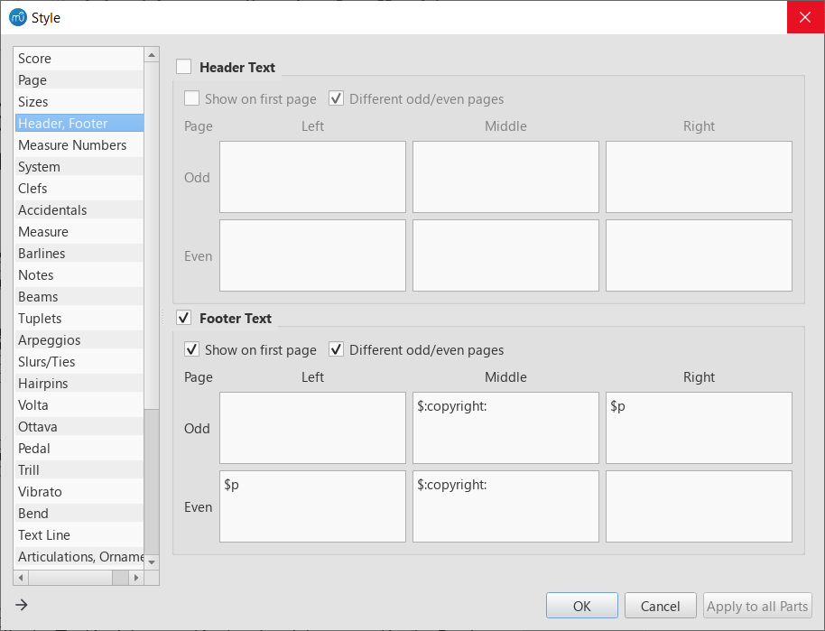 Style / Header, Footer
