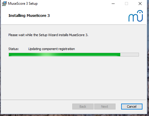 Installing MuseScore 3, progress
