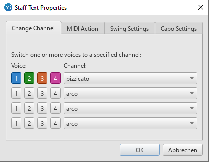 Staff text properties