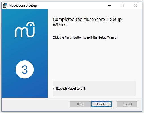 Completed the MuseScore 3 Setup Wizard