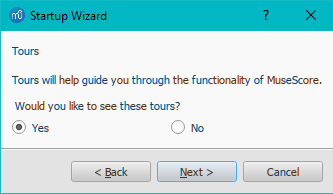 Startup Wizard: Tours page
