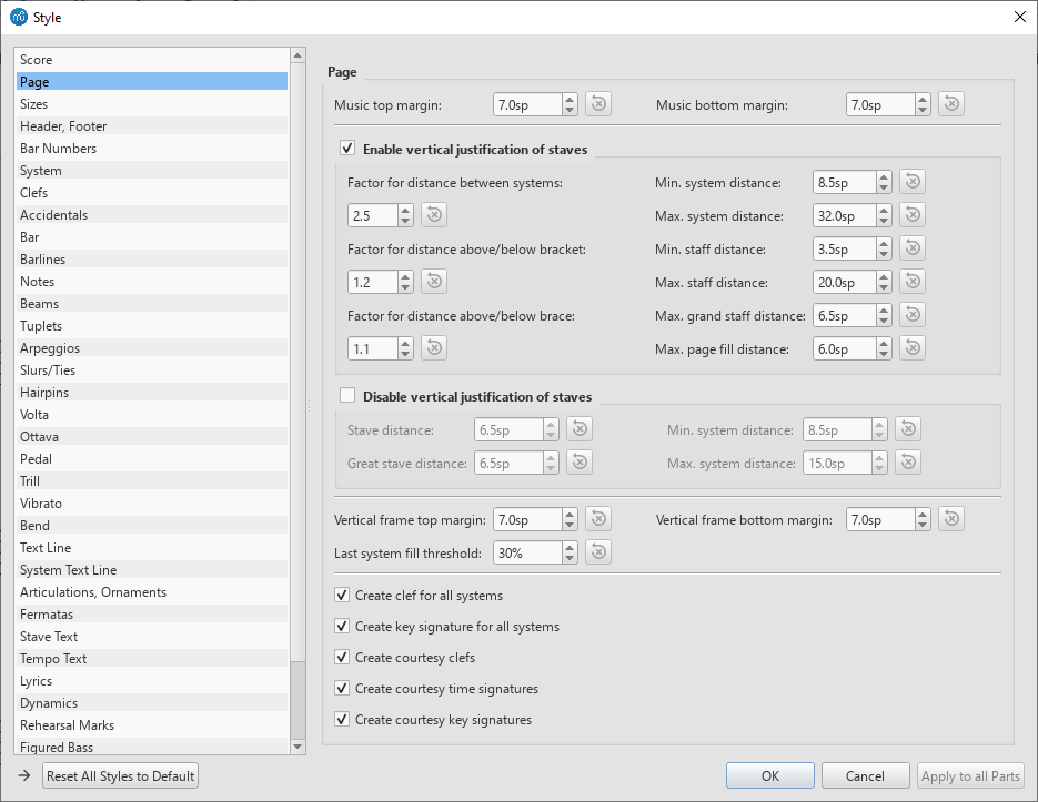 Dialog: Edit Style / Page