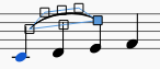 Slur above note stems