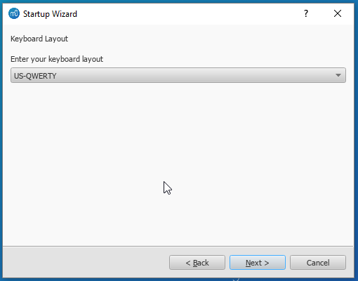 Startup Wizzard - Keyboard layout