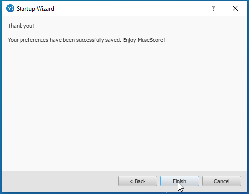 Startup Wizard - Finish