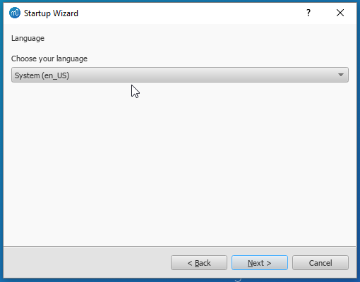 Startup Wizzard - Language